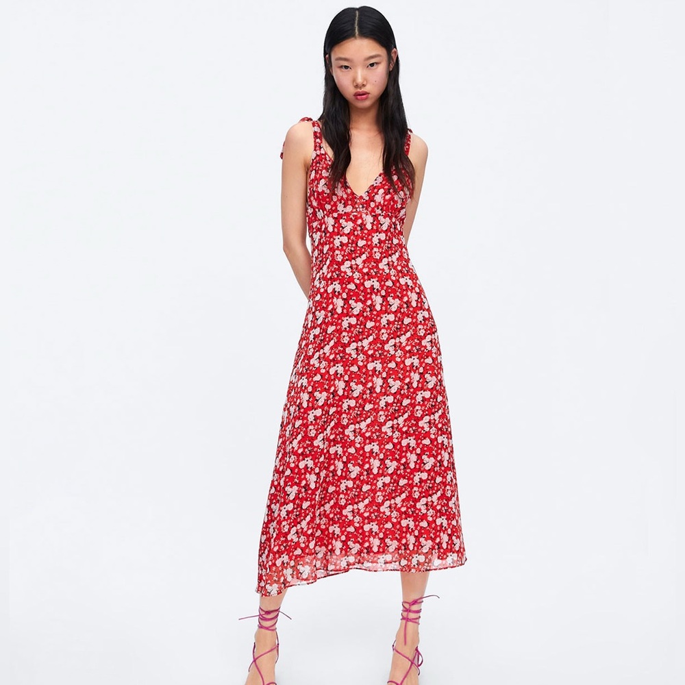 ZARA Floral Print Dress, size medium